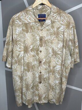 Pendleton Bamboo Button Up Camp Shirt Men’s XL Short Sleeve Hawaiian Aloha Palm